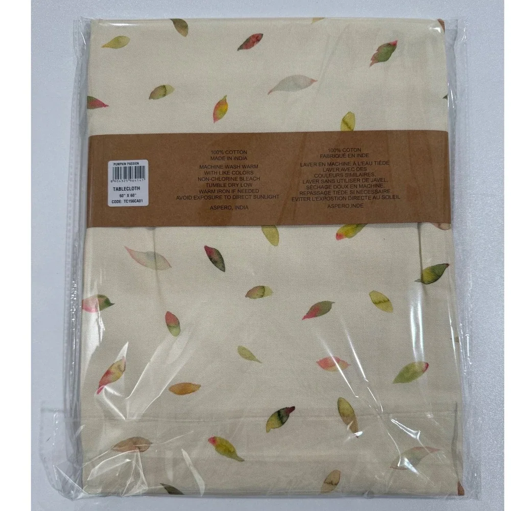 Maison d'Hermine Pumpkin Passion 100% Cotton Tablecloth 60x60 Fall Thanksgiving